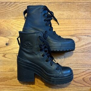 Converse Black Lace-Up Platform Boots